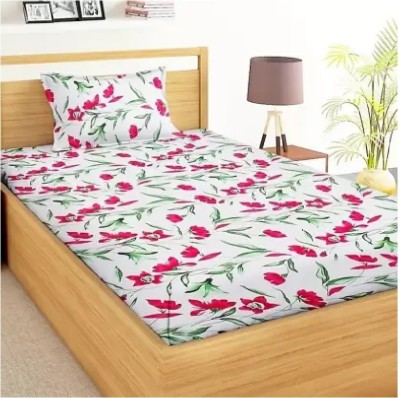 Home Readiness 160 TC Cotton Single Floral Flat Bedsheet(Pack of 1, Multicolor)