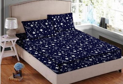 CBX 150 TC Polycotton Double Printed Flat Bedsheet(Pack of 1, Blue)