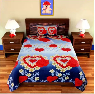Home Readiness 160 TC Polycotton Single Floral Flat Bedsheet(Pack of 1, Multicolor)