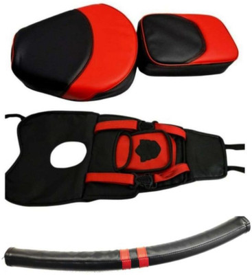 KOHLI BULLET ACCESSORIES Seat +Tank Cover + Back Rest Foam Combo Set Red & Black Split Bike Seat Cover For Royal Enfield Classic Chrome, Classic 350, Classic Desert Storm, Classic, Classic 500