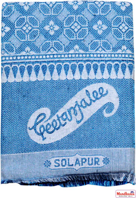 Solance Geometric Single Top Sheet for  AC Room(Poly Cotton, Blue)