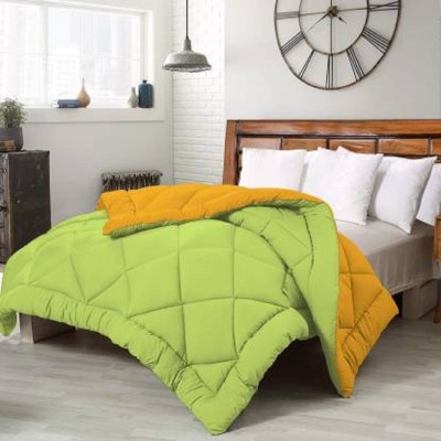 TUNDWAL'S Solid Double Comforter for  Mild Winter(Poly Cotton, MUSTURD YELLOW, Light Green)