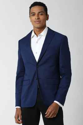 PETER ENGLAND Solid Single Breasted Formal Men Blazer(Blue)