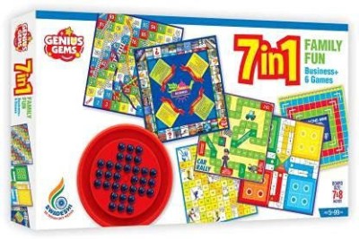 ARNIYAVALA Premium Quality 7 in 1 Family Fun Board Game|Business,Ludo,Snakes & Ladders,Car rally,Cricket,Diamond Mine| Money & Assets Board Game