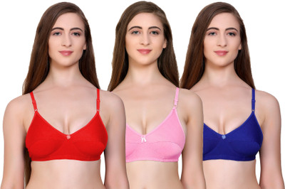 Auletics Women's Regular Back with Comfortable Premium Fabric Bra Combo Women T-Shirt Non Padded Bra(Multicolor)