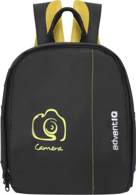 AdventIQ DSLR/SLR Camera Lens Shoulder Printed Backpack-(BNP 0197P-Camera 1)-Yellow Clr  Camera Bag(Black with Yellow Print)
