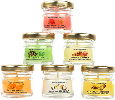 Parkash Candles MINI JAR SET OF 6 PCS Candle(Multicolor, Pack of 6)