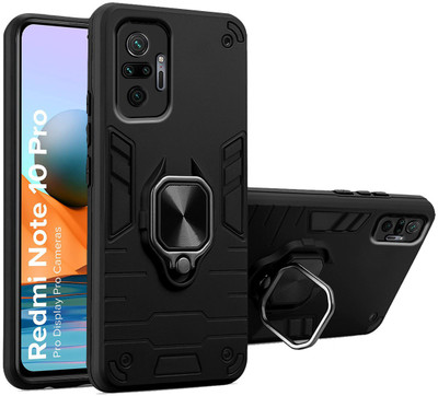 ELEF Back Cover for Xiaomi Redmi Note 10 Pro D7 Rugged Armor Kickstand Shockproof (Military Grade Protection) Ring(Black, Rugged Armor, Pack of: 1)