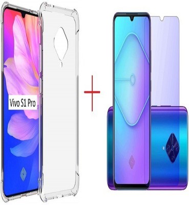 NIMMIKA ENTERPRISES Bumper Case for VIVO S1 PRO(Transparent, Blue, Shock Proof, Pack of: 1)