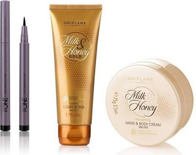 Oriflame The One Eye Liner 0.8 ml (BLACK) with Milk & Honey Gold Nourishing Hand & Body Cream(3 Items in the set)
