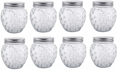 SEETASTIC Glass Grocery Container  - 1000 ml(Pack of 8, Clear)
