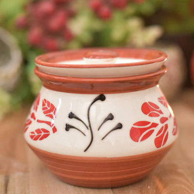 Jetwals Ceramic Pickle Jar  - 300 ml(Multicolor)