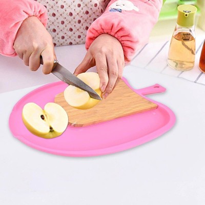 Kookee Wooden with Plastic Chopping Board for Kitchen Cutting Vegetables, Meat, Fruits with segment for chop and drop (ZLFH01-4) Plastic, Wooden Cutting Board(Pink Pack of 1 Dishwasher Safe)