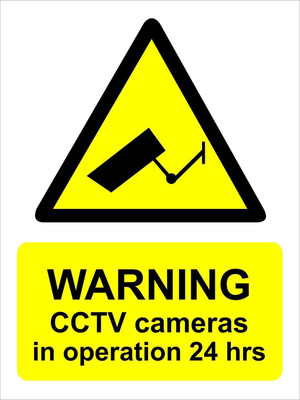 Color World Express Warning CCTV In Operations 24 Hours Emergency Sign