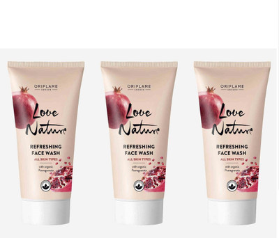 Oriflame LOVE NATURE Refreshing  with Organic Pomegranate (Set of 3) 50ml each Face Wash(150 ml)