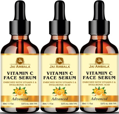 Jai Ambala Advanced vitamin C Facial serum- For Anti Aging & Smoothening & Brightening Face-30ml-Pack of 3 Bottle-(90 ml)