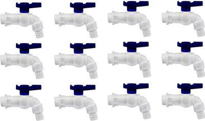 Bath Guru Heavy Duty PVC White Nozzle Bib Cock Tap for Bathroom Kitchen & Garden (Pack of 12) Heavy Duty PVC White Nozzle Bib Cock Tap for Bathroom Kitchen & Garden (Pack of 12) Nozzle Cock Faucet(Wall Mount Installation Type)