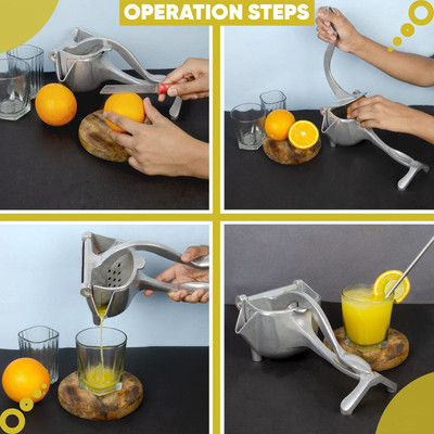VibeX Steel Aluminium Fruit JUICER Machine Hand Juicer(Silver)