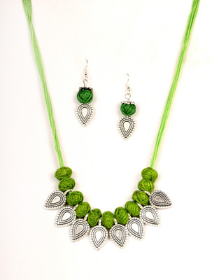 DOM Oxidised Silver Multicolor Jewellery Set(Pack of 1)