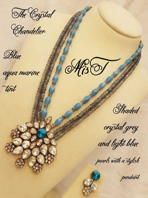 White pearl Alloy Gold-plated Grey, Blue Jewellery Set(Pack of 1)