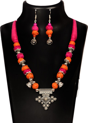 DOM Oxidised Silver Multicolor Jewellery Set(Pack of 1)