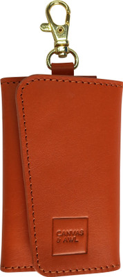 CANVAS & AWL Genuine Leather Key Pouch With Belt Hook Cum Card Holder Key Chain