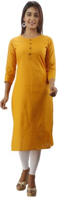 Maishi Women Self Design Straight Kurta(Yellow)