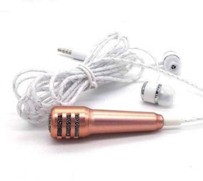 GUGGU IHD_588T_ Karaoke Singing Microphone Metal Sing Mic for Phone, for Computer, for PC Audio Cable with Stereo Earphone Compatible with all smart & IOS devices Microphone