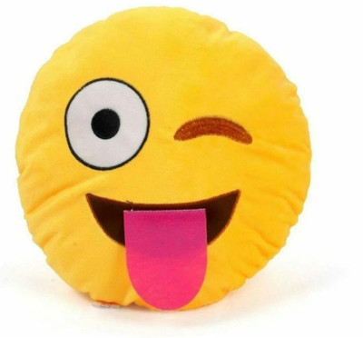 Three brothers Microfibre Smiley Cushion Pack of 1(Yellow)