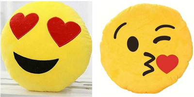 Three brothers Microfibre Smiley Cushion Pack of 1(Yellow)