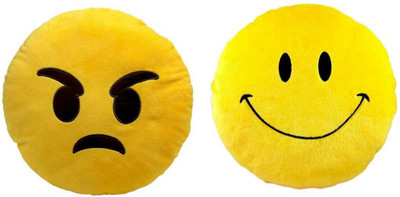 Three brothers Microfibre Smiley Cushion Pack of 1(Yellow)
