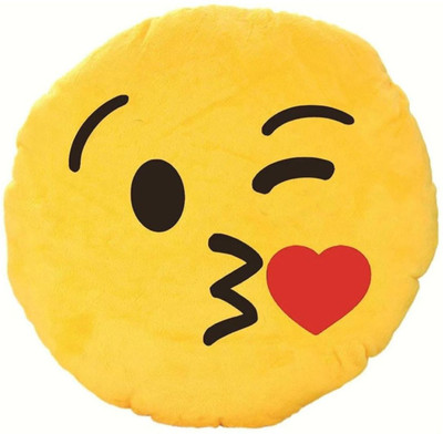 Three brothers Microfibre Smiley Cushion Pack of 1(Yellow)