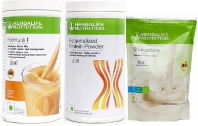 HERBALIFE Weight Loss Combo Pack Formula 1 Orange + personalized protein powder + SM Plant-Based Protein(1400 g, Orange)