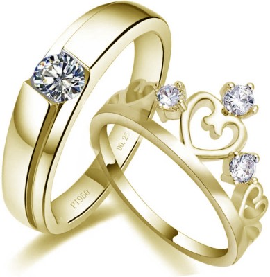 MYKI Stainless Steel Swarovski Zirconia Gold Plated Ring Set