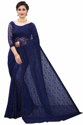 SAREEYA16 Self Design Bollywood Net, Jacquard Saree(Dark Blue)