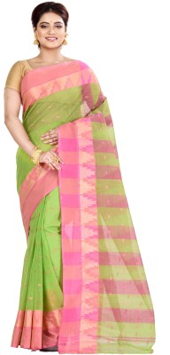 HandloomPD Printed Daily Wear Pure Cotton Saree(Light Green)