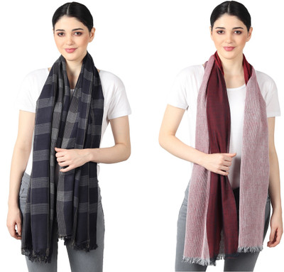 FLYER Woven, Striped, Self Design, Solid Viscose, Cotton Viscose Blend Girls Stole, Scarf, Fancy Scarf