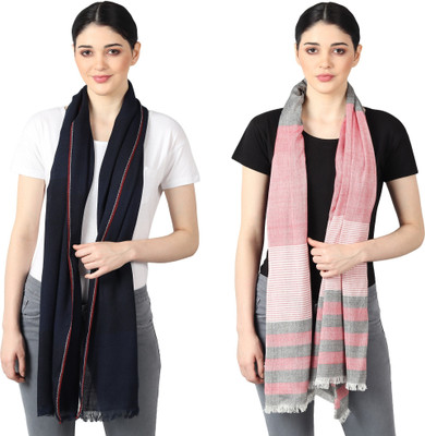 FLYER Woven, Striped, Self Design, Solid Viscose, Cotton Viscose Blend Women Stole, Scarf, Fancy Scarf