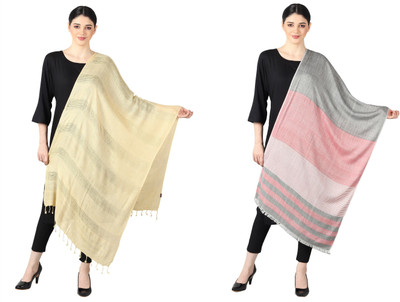 FLYER Woven, Striped, Self Design, Solid Viscose, Cotton Viscose Blend Women Stole, Scarf, Fancy Scarf