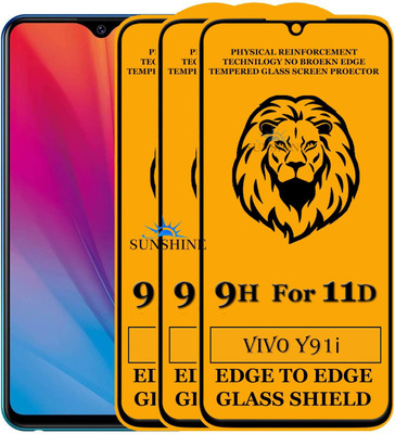 SUNSHINE Edge To Edge Tempered Glass for Vivo Y91i(Pack of 3)