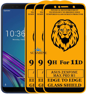 SUNSHINE Edge To Edge Tempered Glass for Asus Zenfone Max Pro M1(Pack of 3)