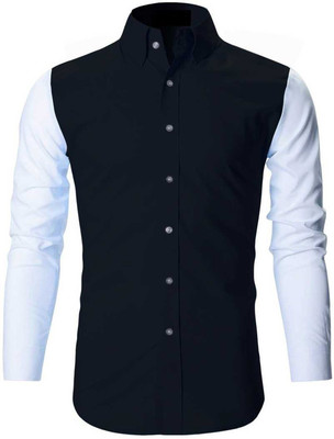 Life Roads Men Solid Casual White, Black Shirt