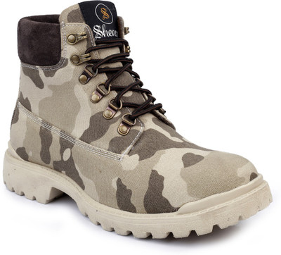 SHENCES Boots For Men(Grey, Brown , 9)