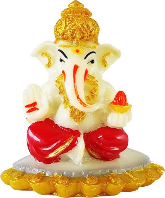 GiftzLane Ganesha Car Dashboard Idol Decorative Spiritual Handicraft Marble Statue Puja Vastu / Religious Murti Pooja Gift Item / Temple / Home Decor Decorative Showpiece Decorative Showpiece  -  7.5 cm(Marble, Multicolor)
