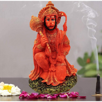 krishnagallery1 Sidh Hanuman Ji Statue Murti Marble Finish , Hanuman Idol , Ram darbar Hanuman , Panchmukhi Hanuman ( For Car Dashbord , Home Temple , Office Temple , Gifted use ) Decorative Showpiece - 15 cm(Polyresin, Red)