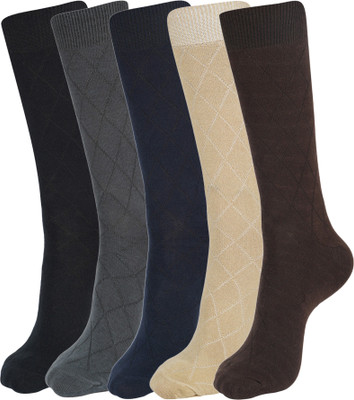 DOUBLE SEVEN Men Self Design Mid-Calf/Crew(Pack of 5)
