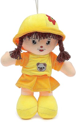 Wrodss Super Soft Cute Looking Smiling Addie girl Soft Toy Stuffed Soft Plush Toy 35 cm for Kids Baby Love Girl Birthday Gifts Decoration (Yellow)  - 35 cm(Yellow)