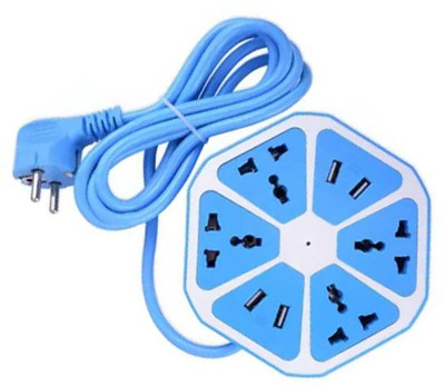 BUY SURETY New Arrival Hexagon Socket Multipurpose Extension Board with 4 USB charging point 4 Socket for Multiple Devices Use for Home/Office 4  Socket Extension Boards(Blue, 1.8 m, With USB Port)
