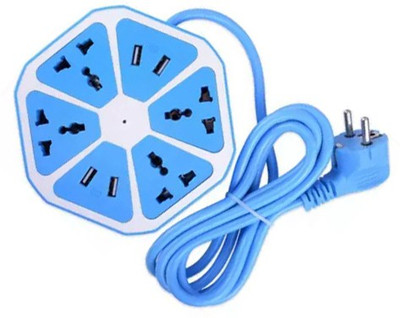 BUY SURETY New Arrival High Quality Multiplug Sockets for Multiple Devices Use for Home/Office, Hexagon Socket Multipurpose Extension Board with 4 USB charging point 4 Socket 4  Socket Extension Boards(Blue, 1.8 m, With USB Port)