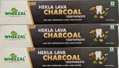 WHEEZAL 5 IN 1 HEKLA LAVA CHARCOAL TOOTHPASTE [PACK OF 3][100 GMS x 3] Toothpaste(300 g, Pack of 3)